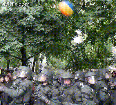 A group of wild policemen playing