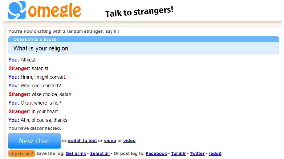 Just your average chat on Omegle.