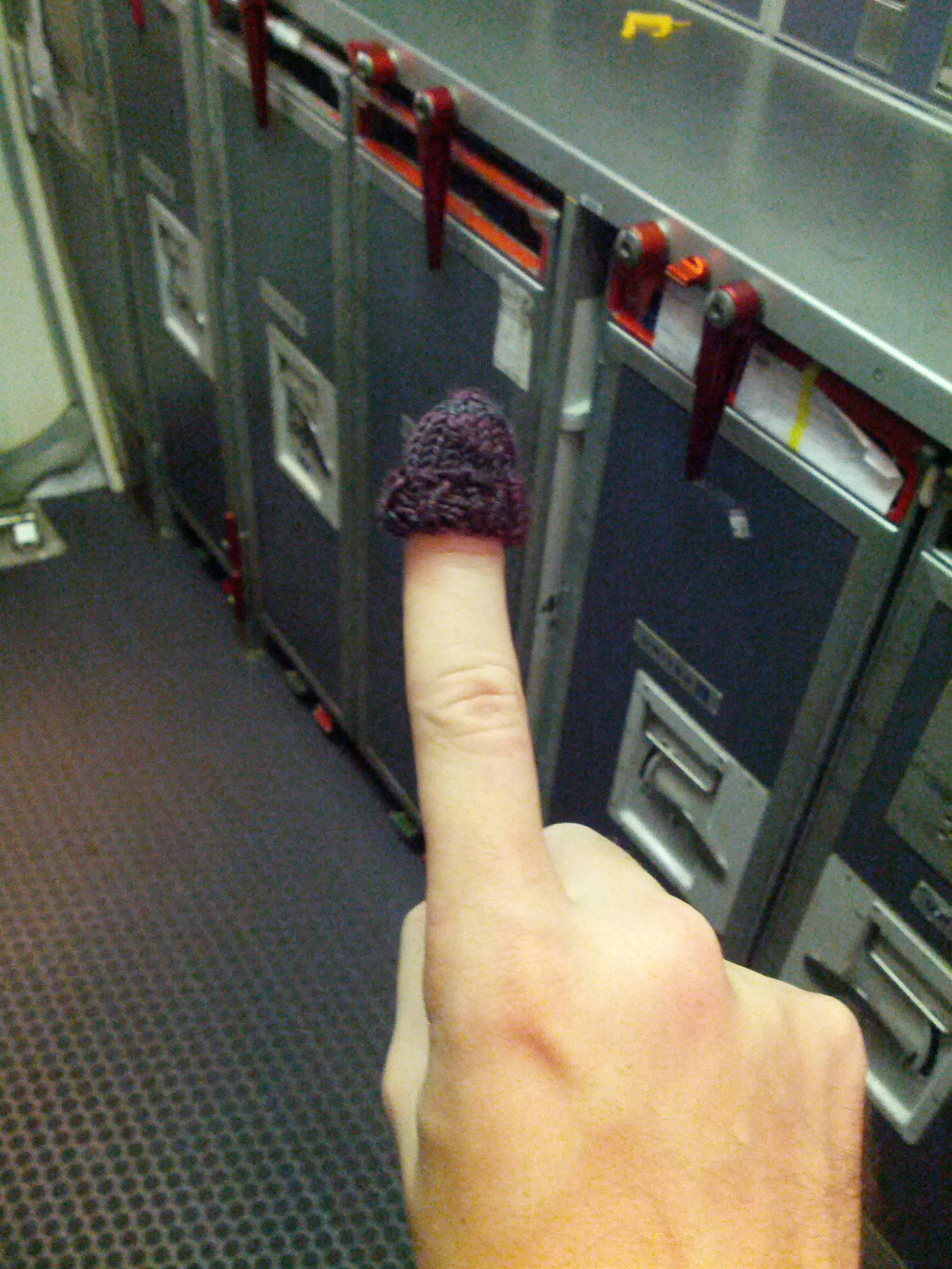 I saw a passenger knitting and asked if she could knit me a hat.