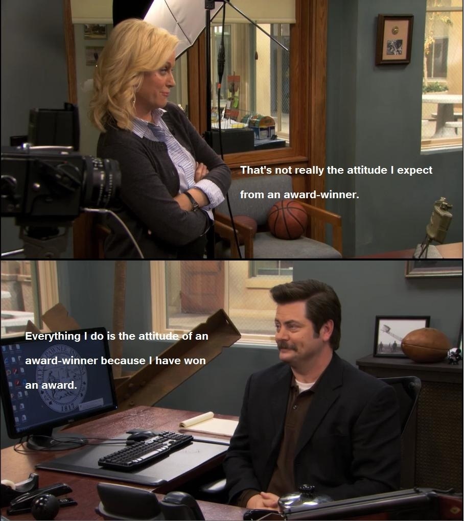 Yet again, Ron Swanson wins at life