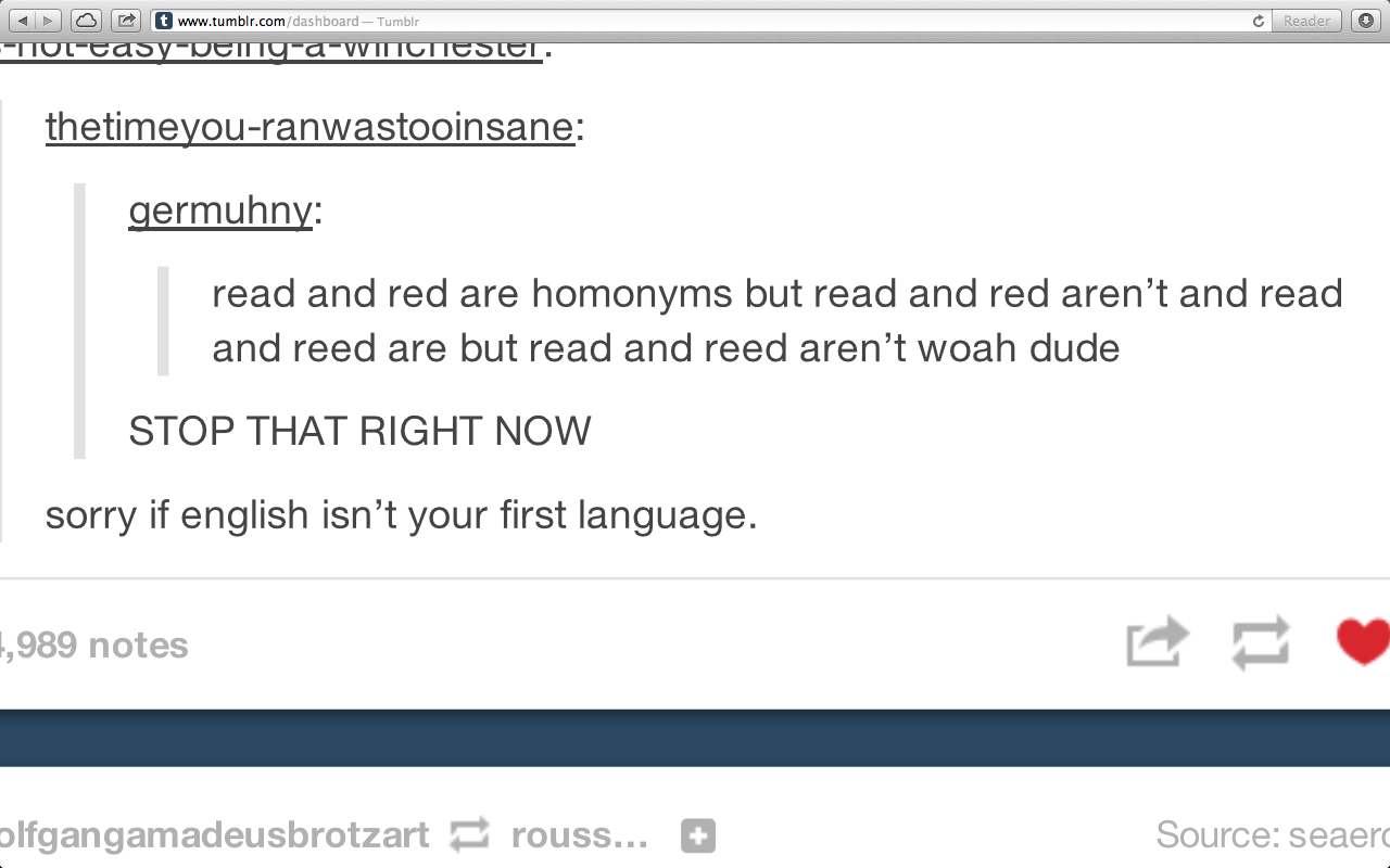 Read, red, read, reed