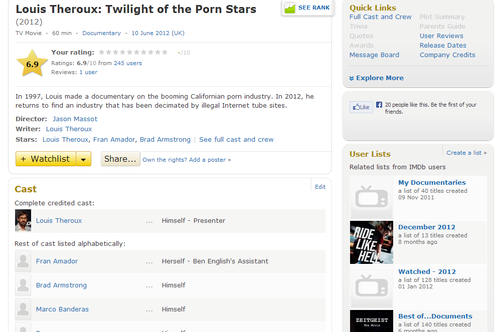 Coincidence or IMDB having a sense of humour?