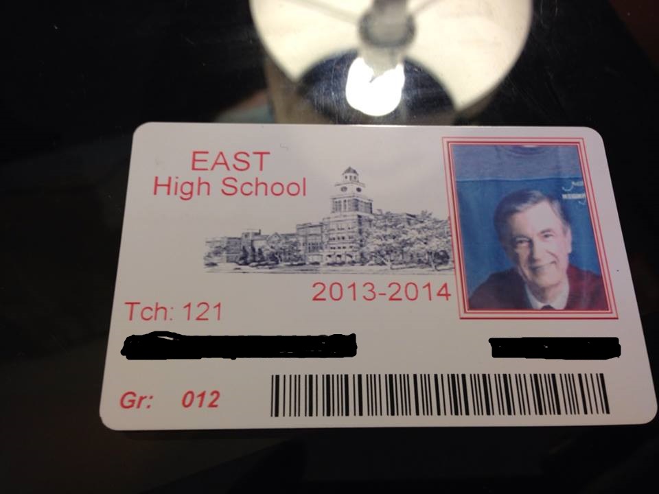 A friend of mine went in for a school photo, and it focused in on his shirt.