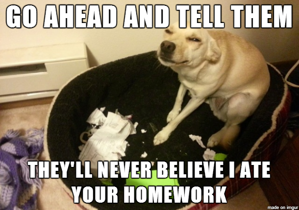 my dog ate my homework so i ate him