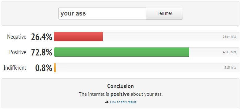 I was told the internet is positive about my ass.