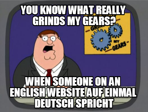 when someone on an english Website speaks german