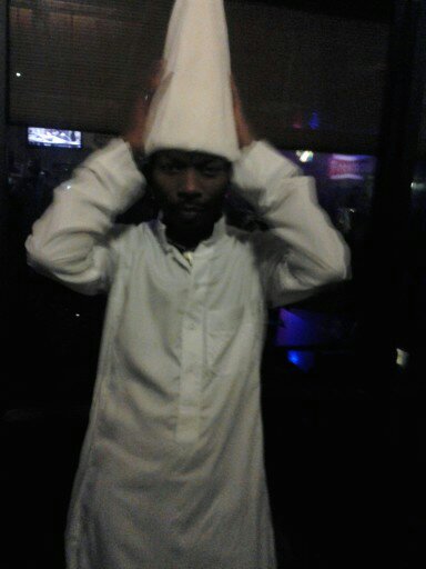 Visiting from Zimbabwe, dressed up as a ghost for Halloween...