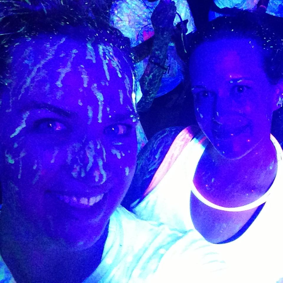 My old teacher went to a black light party. I don't think she gets why everyone's laughing.