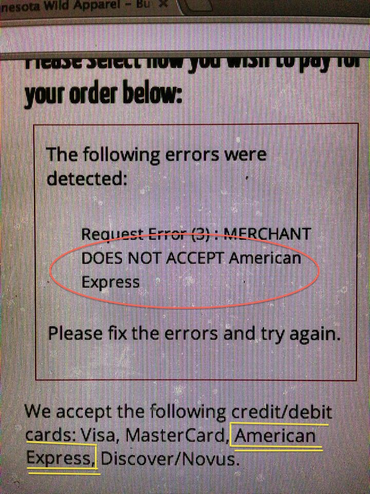 We Do do Not Accept American Express