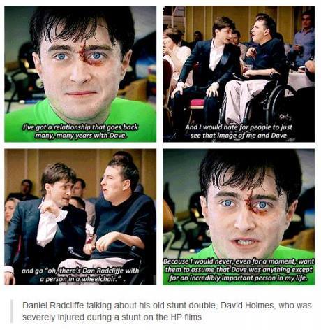 Daniel Radcliffe and his stunt Double.