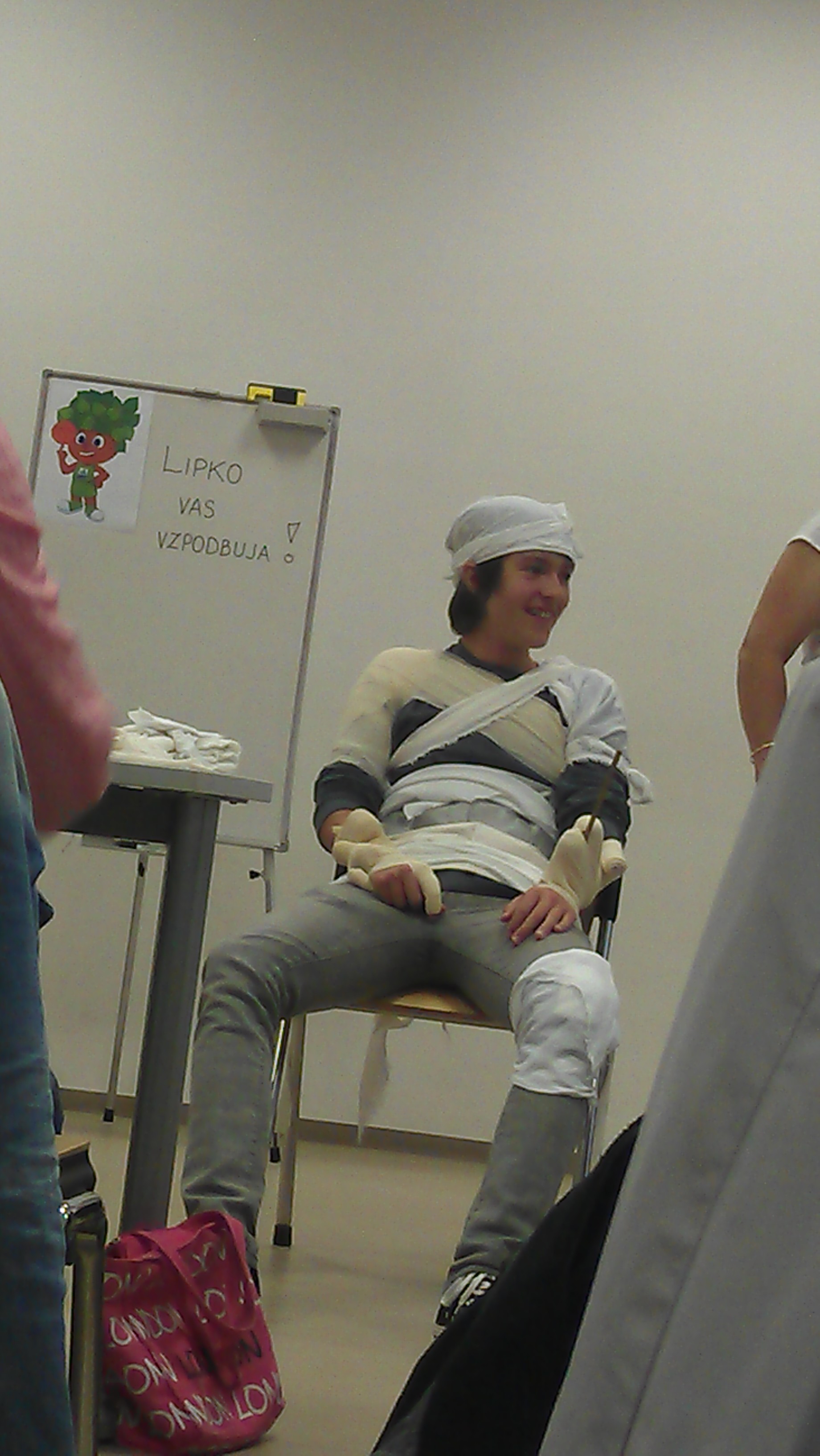 One of my bros got to be the test dummy in First Aid class ;)