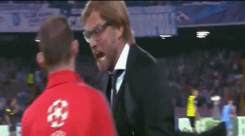 Jürgen Klopp MAD (he was sent off for this)