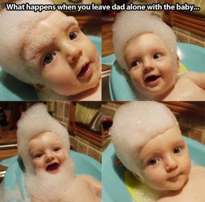 The results of leaving dad alone with his baby during bath time