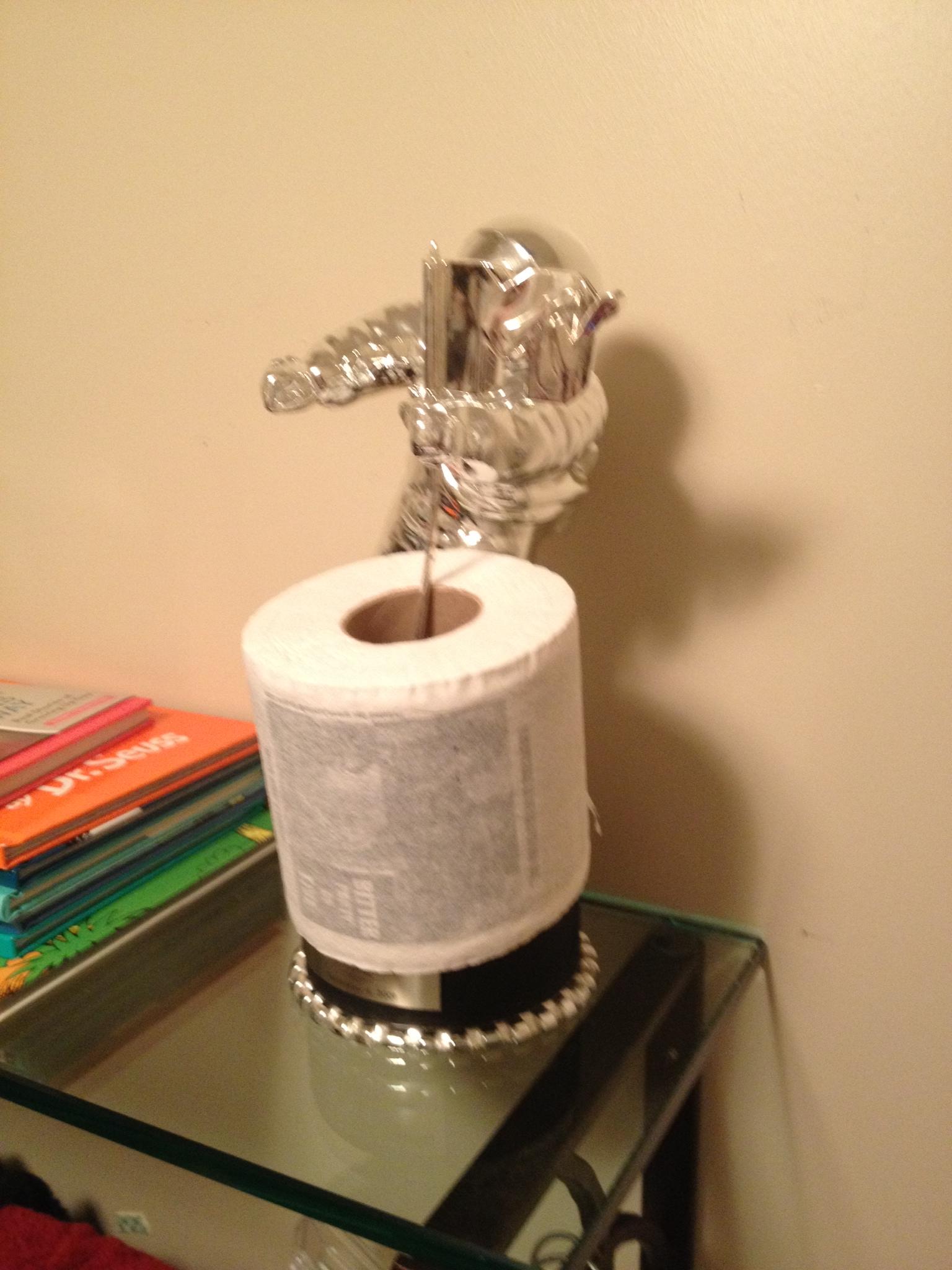 Recently went to a musician's house. This was his toilet paper holder...