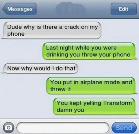 So he wondered why there is a crack on his phone...