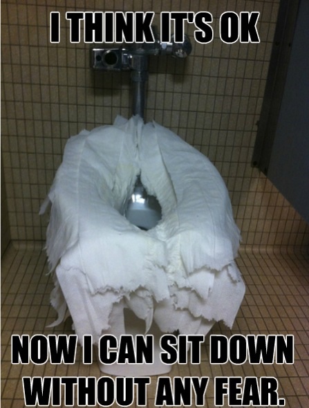 Taking a dump in public toilets