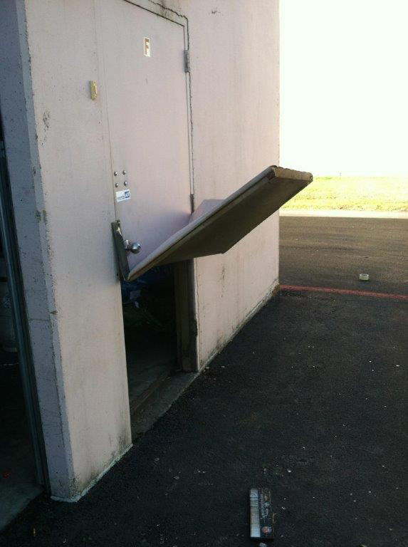 Thieves hit our store last night. This is how they circumvented the door alarm...