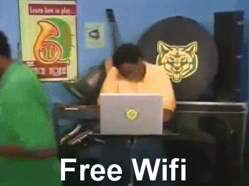 When I see a store and the door says "Free Internet inside!"
