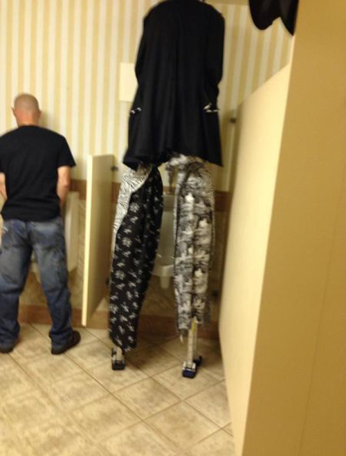 Not only is he looking at your penis, but it looks super small from way up there.