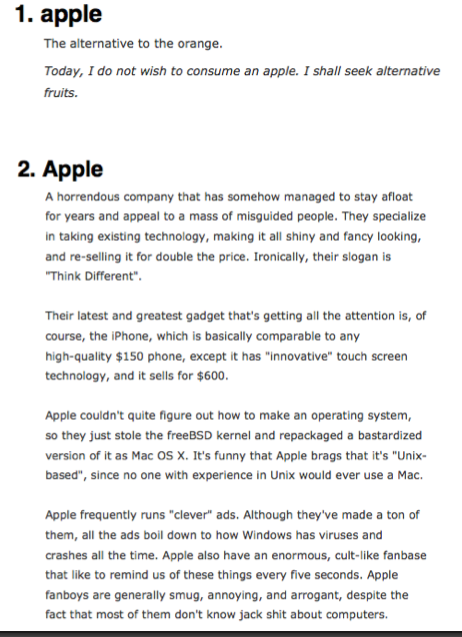 Urban dictionary knows what apple is