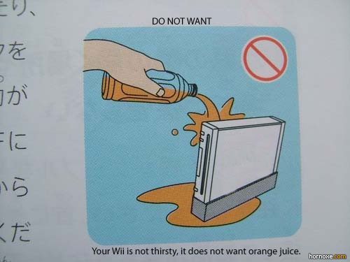 poor Wii, isn't allowed to drink juice :(