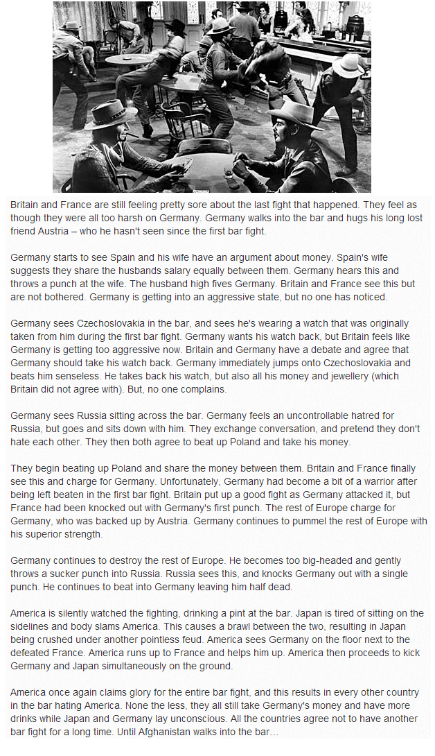 World War II as a bar fight