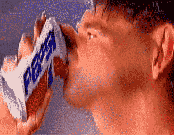Drinking cold soda on a hot summer day