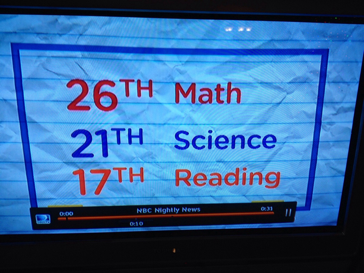 They were talking about American test scores on the news, and these rankings came up