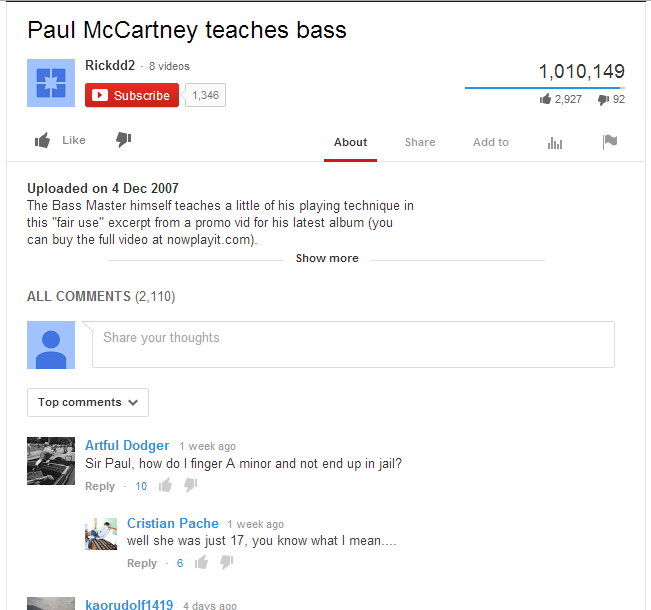 Paul McCartney bass lesson, then suddenly~