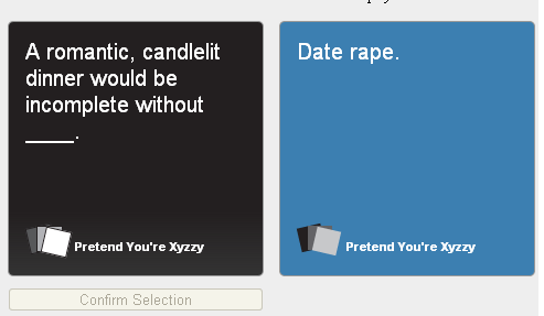 playing cards against humanity. on the internet