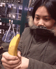 That's one way to peel a banana.