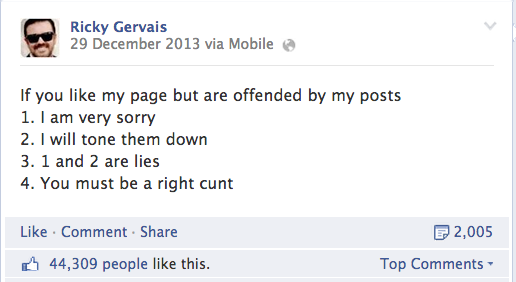 Ricky Gervais knows what's up