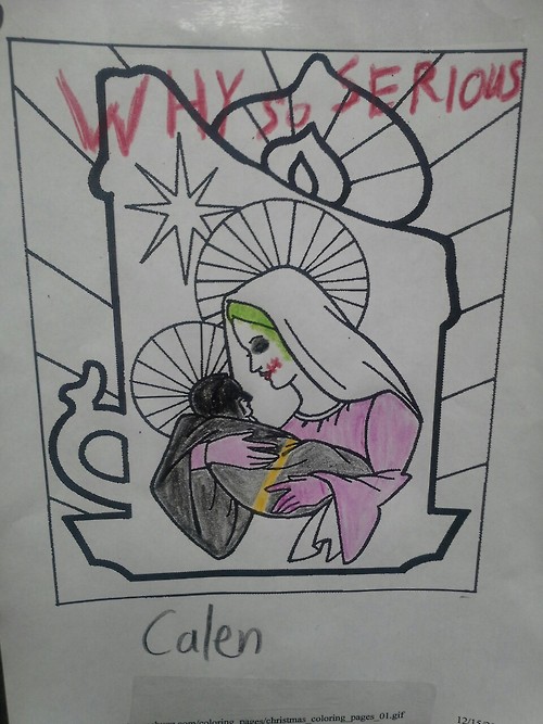So Walmart had a Christmas coloring contest...This was one of the entries.