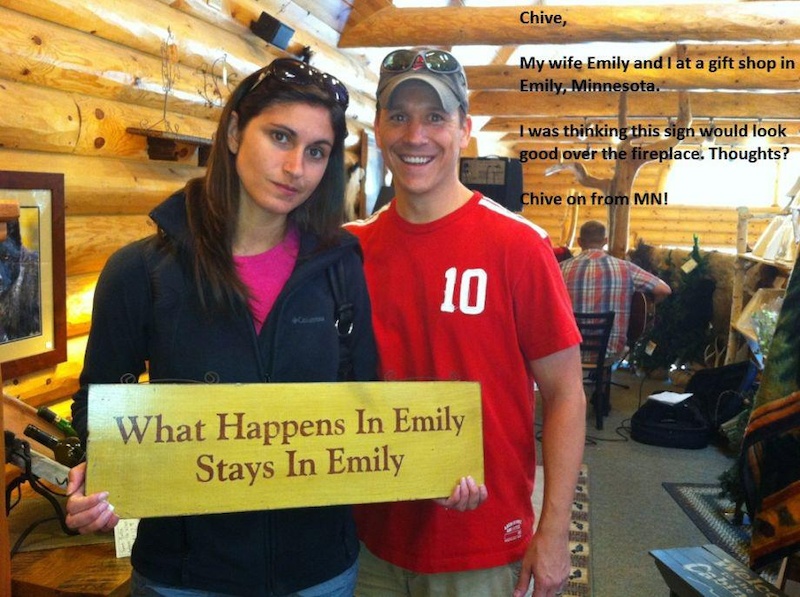 Sign at the a gift shop in Emily, Minnesota