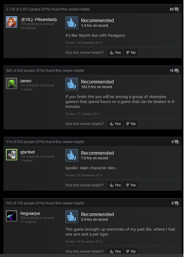 Steam reviews are so helpful ( Super Hexagon )