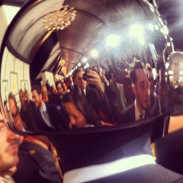 This guy just won selfie olympics... With taking a selfie from Daft Punks head at Grammy Awards