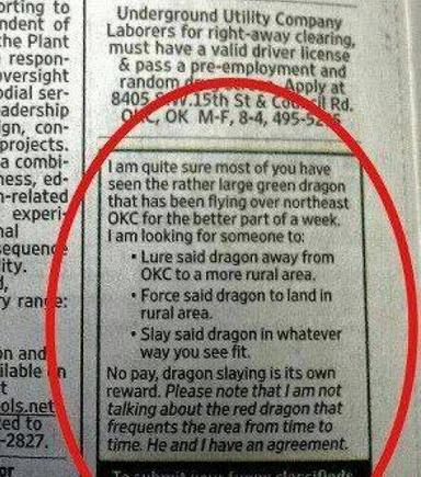 Help Wanted: Dragonborn. Some experience required.