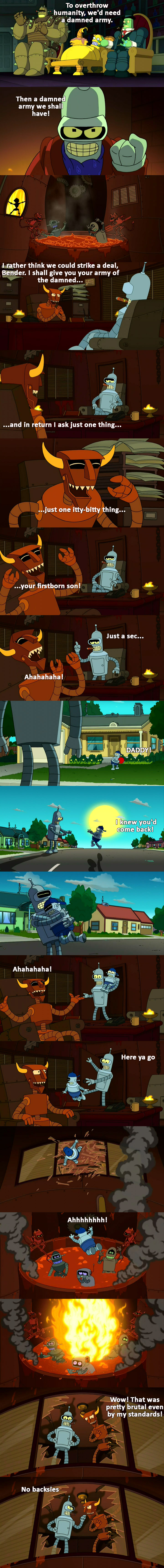 Bender ain't messing around, ***!