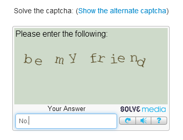 Forever alone captcha
