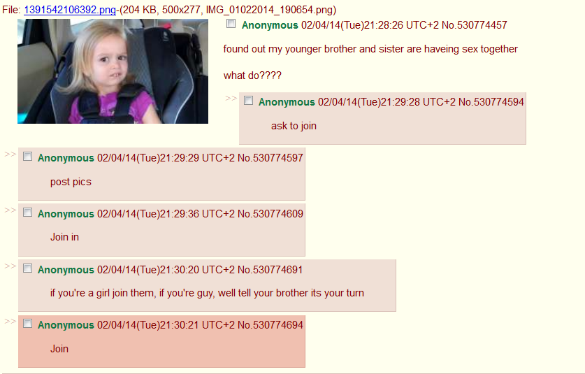 If you can't beat 'em, join 'em in an incest orgy- 4Chan
