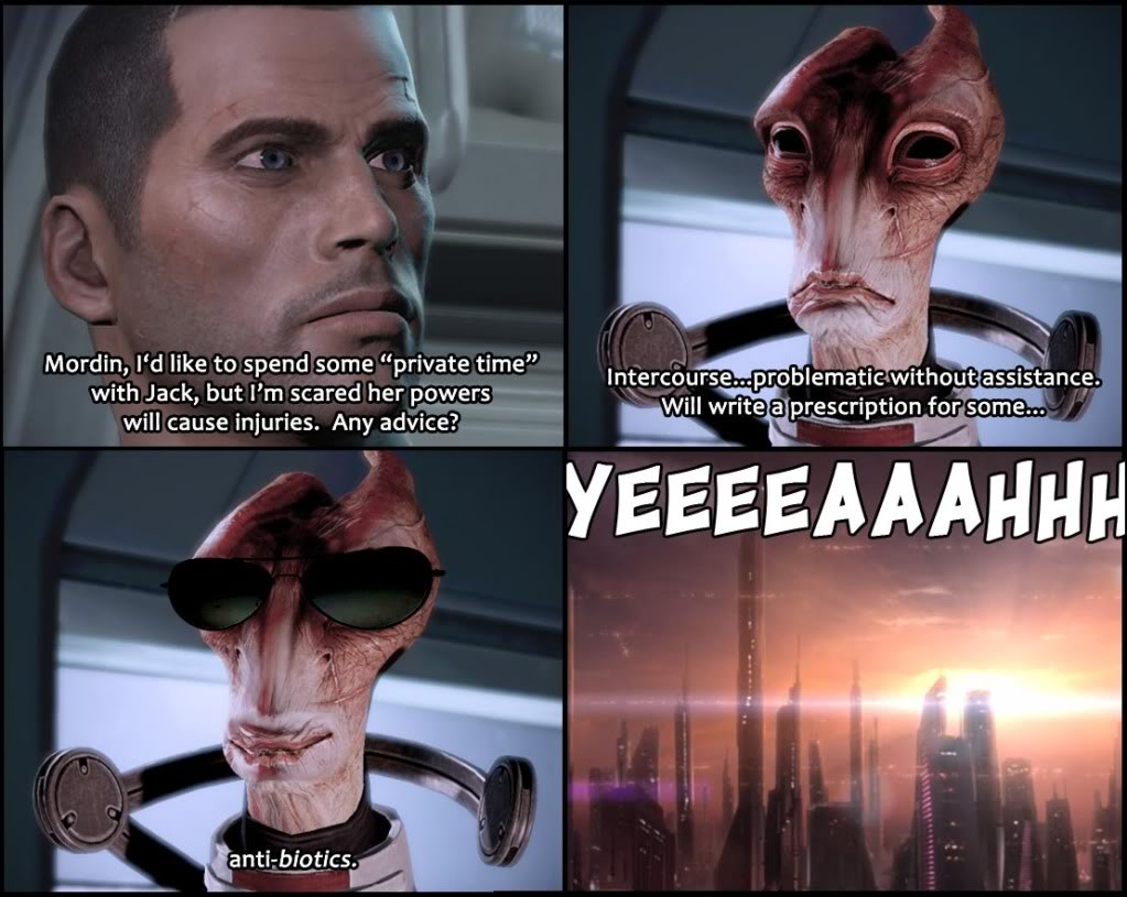 apparently Mordin also has a PHD in gynecology...