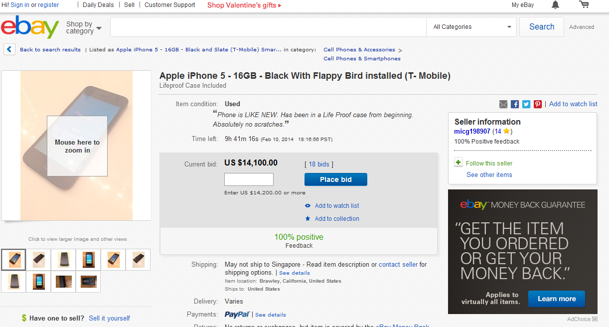 A copy of Flappy Bird is now worth at least US $13,000