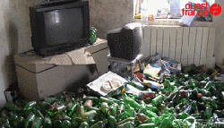 monday morning, had a party, parents knocking on door...