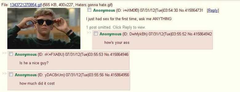 Boy experiences first sexual intercourse
