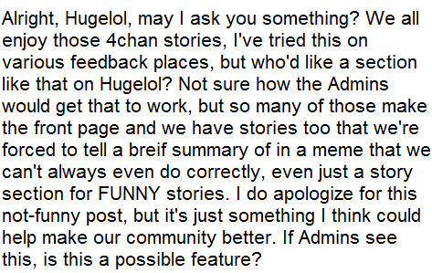 A feature I feel would improve the website.