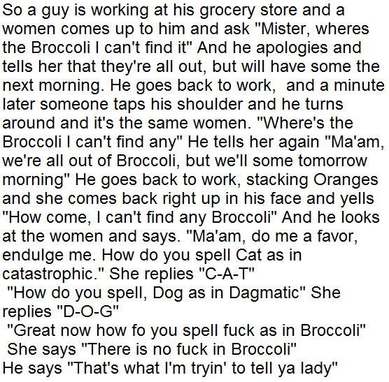 A broccoli Joke.