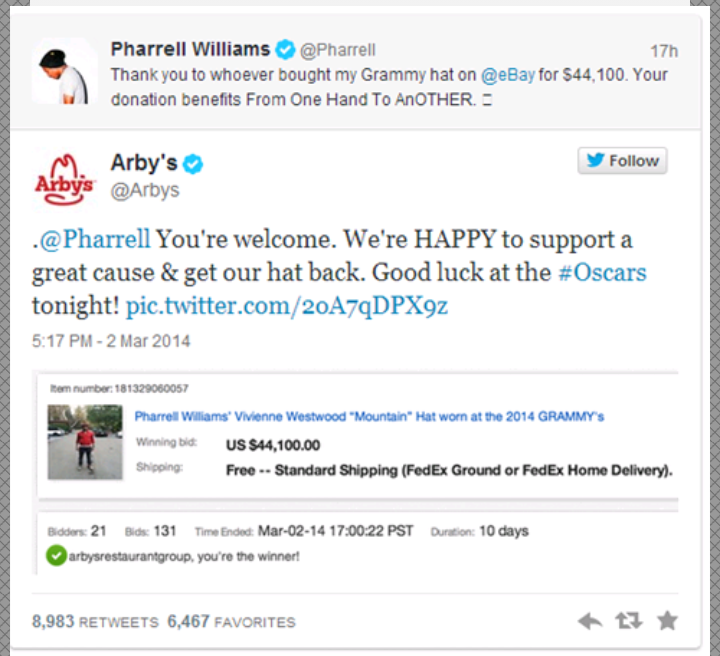 Arby's bought their hat back.
