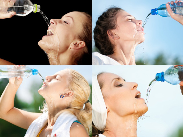 Women don't know how to drink water from the bottle