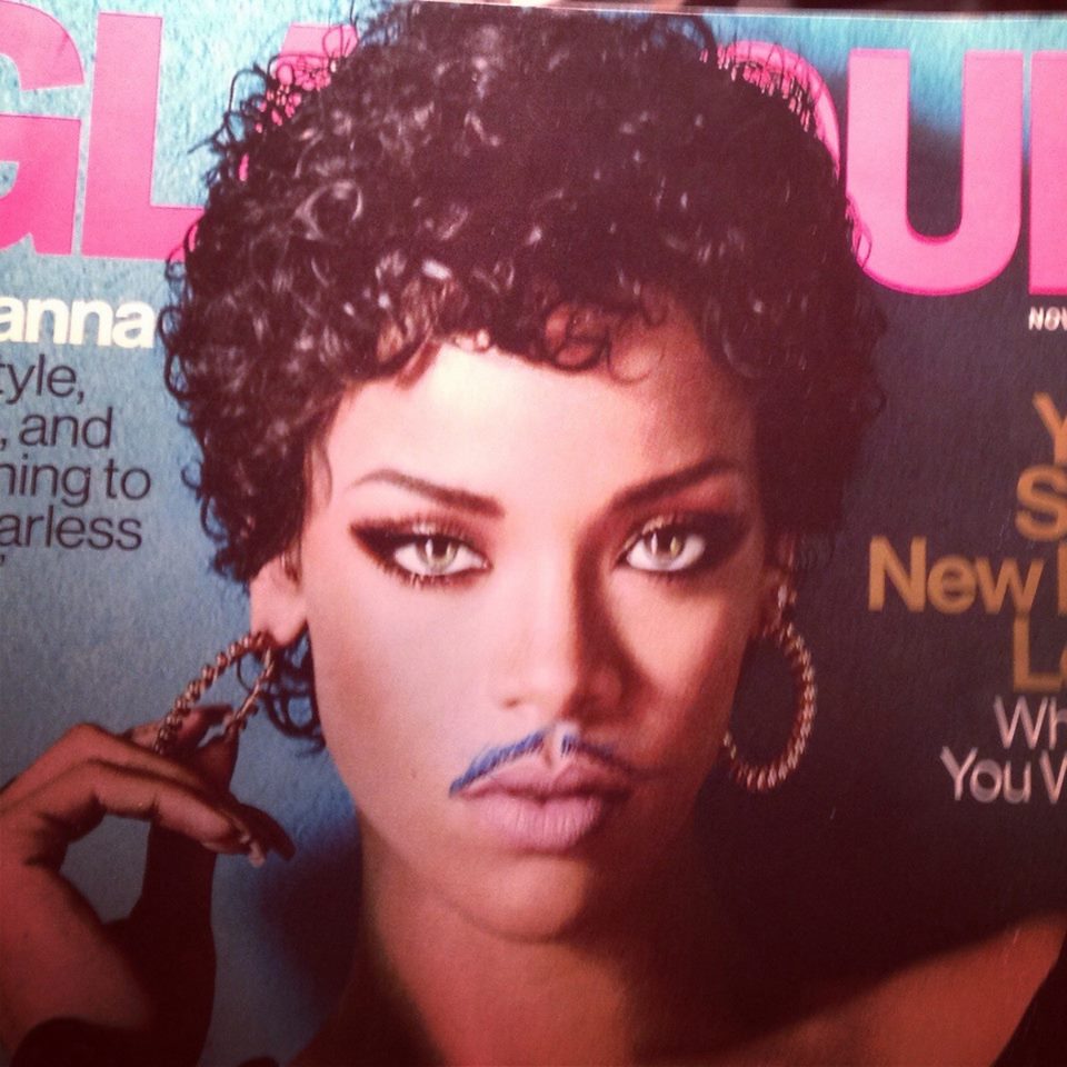 Add a mustache and Rihanna becomes Prince