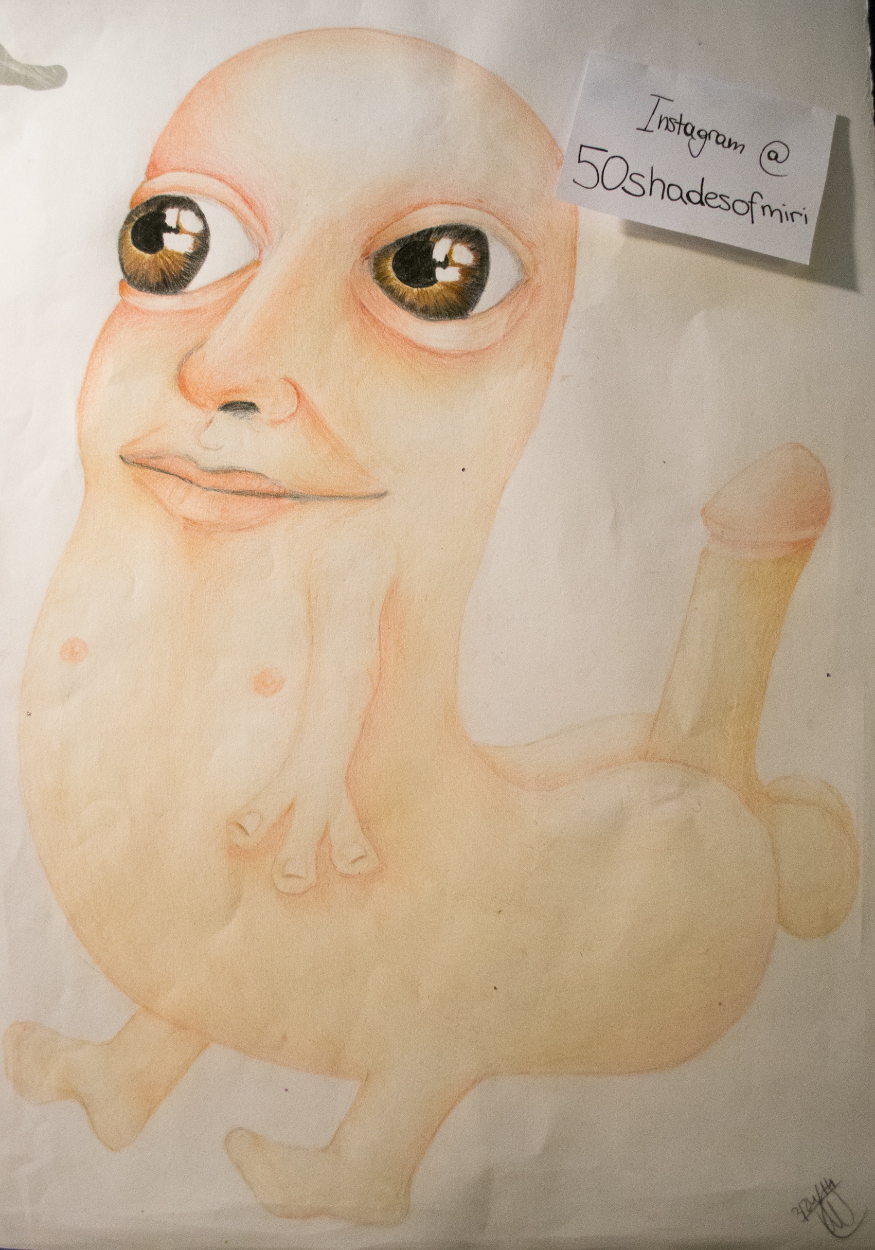 My sister drew a realistic version of dickbutt